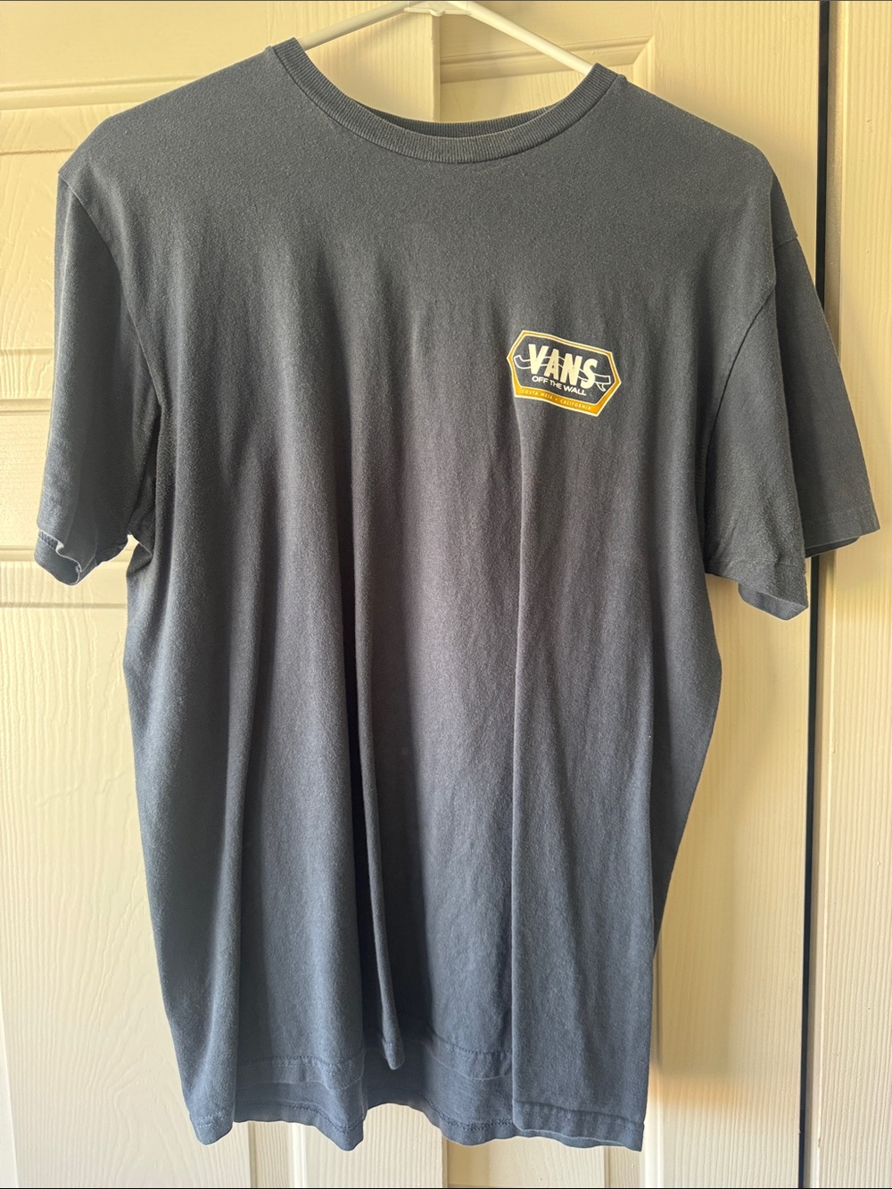 Vans Men's Short Sleeve Tee in Charcoal with Yellow Logo